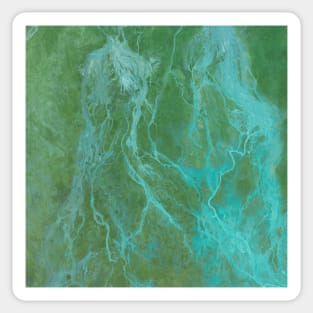 Blue and Green Color Abstract Painting Sticker